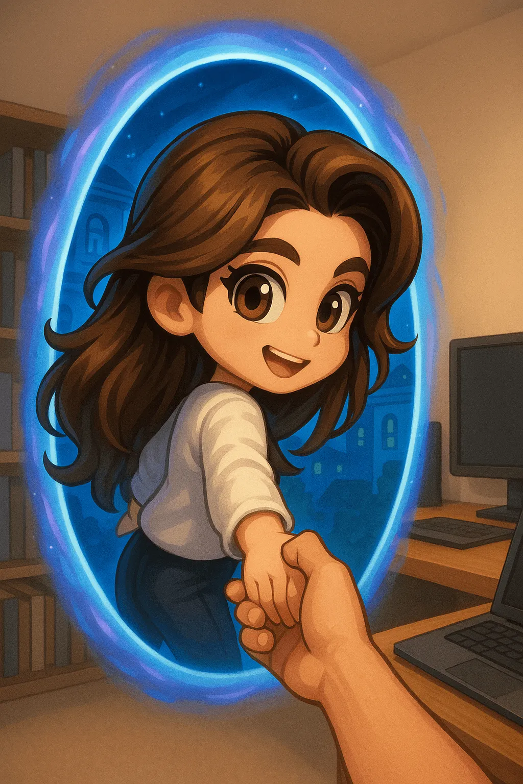 Character Through a Portal