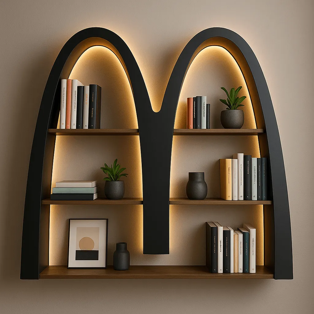 Logo-Shaped Creative Bookshelf