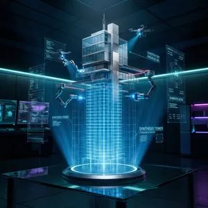 Futuristic Holographic Burj Khalifa Blueprint