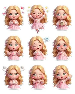 Pixar-Style Chibi Sticker Sheet