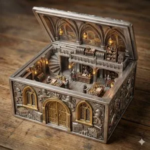 Ornate Box Diorama of a Royal Treasury Counting Room