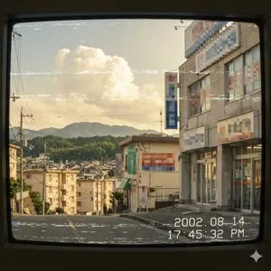 Japanese Suburb in 2000s Old Footage Style